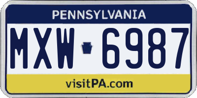 PA license plate MXW6987
