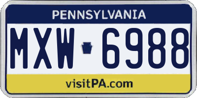 PA license plate MXW6988