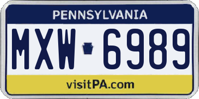PA license plate MXW6989