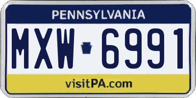 PA license plate MXW6991
