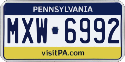 PA license plate MXW6992