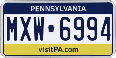 PA license plate MXW6994