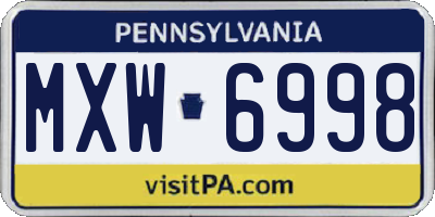 PA license plate MXW6998