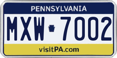 PA license plate MXW7002