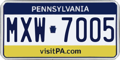 PA license plate MXW7005