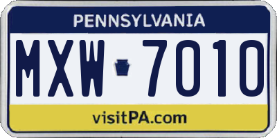 PA license plate MXW7010