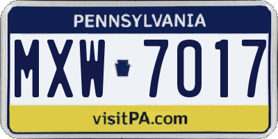 PA license plate MXW7017