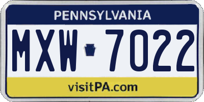 PA license plate MXW7022