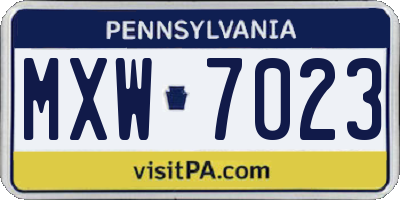 PA license plate MXW7023