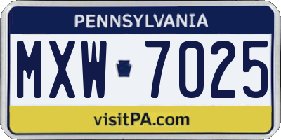 PA license plate MXW7025