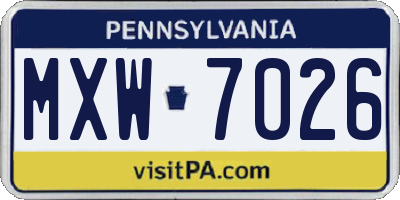 PA license plate MXW7026