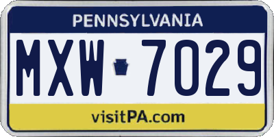 PA license plate MXW7029