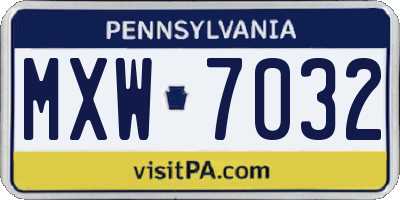 PA license plate MXW7032