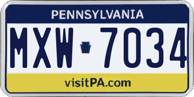 PA license plate MXW7034