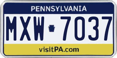 PA license plate MXW7037