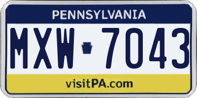 PA license plate MXW7043
