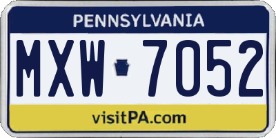 PA license plate MXW7052