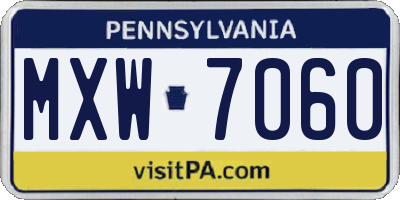 PA license plate MXW7060