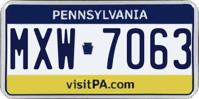 PA license plate MXW7063
