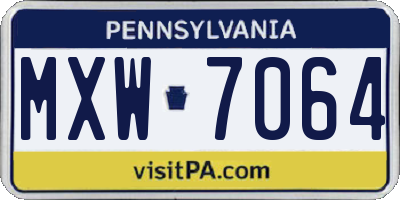 PA license plate MXW7064