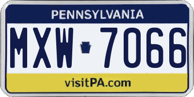 PA license plate MXW7066