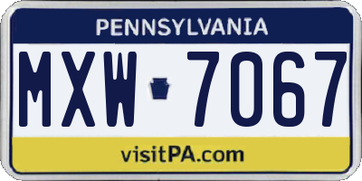 PA license plate MXW7067
