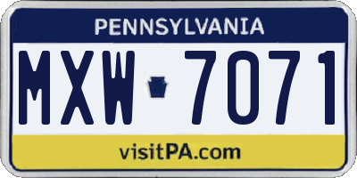 PA license plate MXW7071