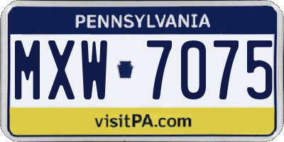 PA license plate MXW7075