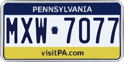 PA license plate MXW7077