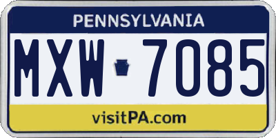 PA license plate MXW7085