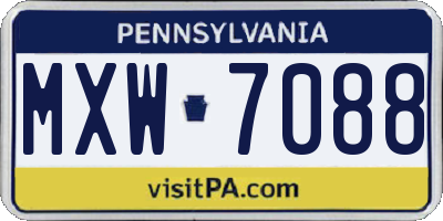 PA license plate MXW7088