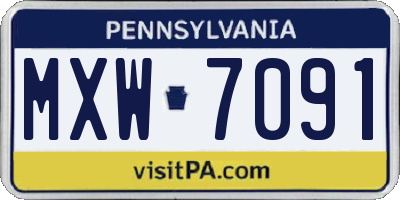 PA license plate MXW7091