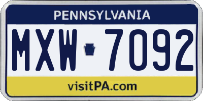 PA license plate MXW7092
