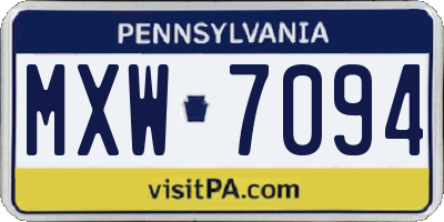 PA license plate MXW7094
