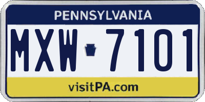 PA license plate MXW7101