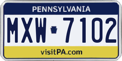 PA license plate MXW7102