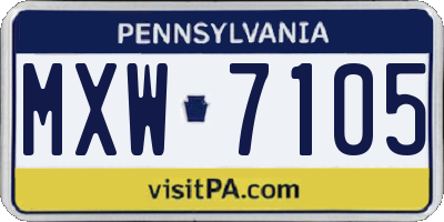 PA license plate MXW7105