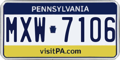PA license plate MXW7106