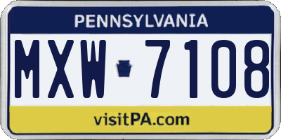 PA license plate MXW7108