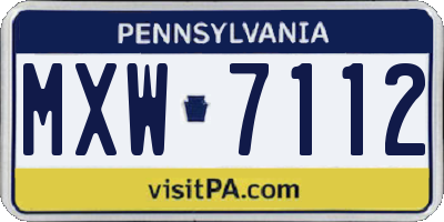 PA license plate MXW7112