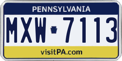 PA license plate MXW7113