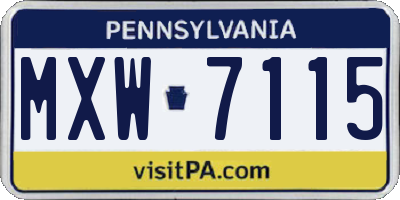 PA license plate MXW7115