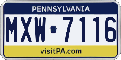 PA license plate MXW7116