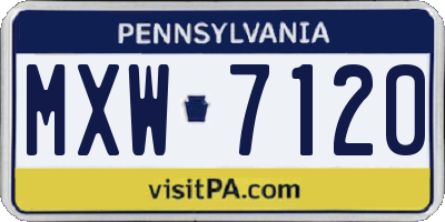 PA license plate MXW7120