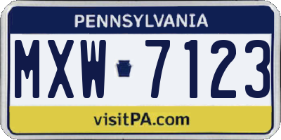 PA license plate MXW7123