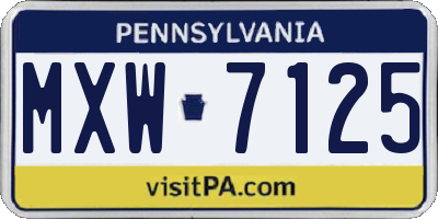 PA license plate MXW7125