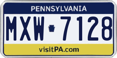 PA license plate MXW7128