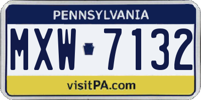 PA license plate MXW7132