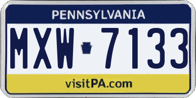 PA license plate MXW7133