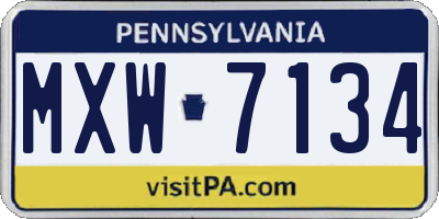 PA license plate MXW7134